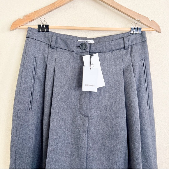 EMI MESS Avit Wool Satin High Waist Pants in Gris Gray - Picture 8 of 10